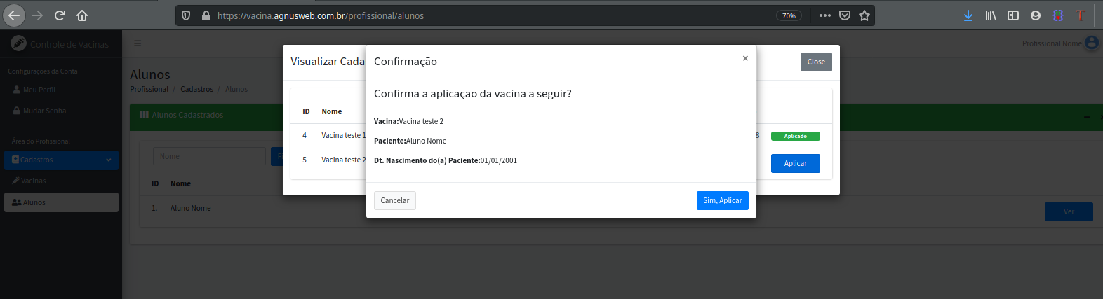 Sistema de controle de vacinas